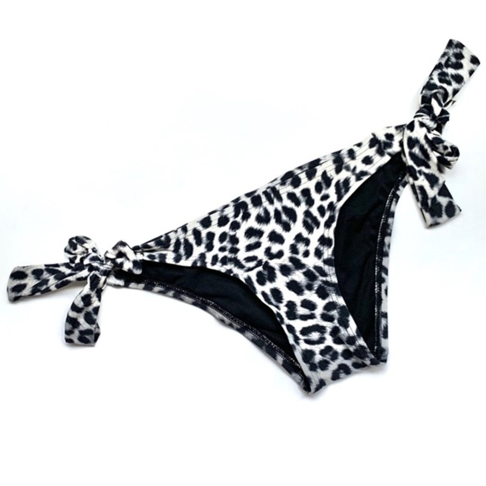 | vince camuto • wild side leopard print tie bikini bottoms xs |
